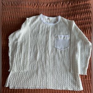 POL White & Cream Textured Knit Top